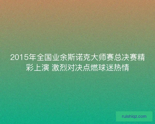 2015年全国业余斯诺克大师赛总决赛精彩上演 激烈对决点燃球迷热情